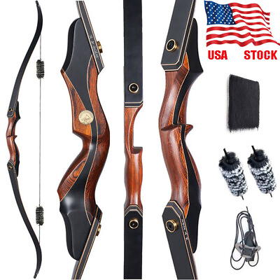 #ad US 60quot; Archery Takedown Recurve Bow Wooden Riser for Right Hand Target Hunting $123.99