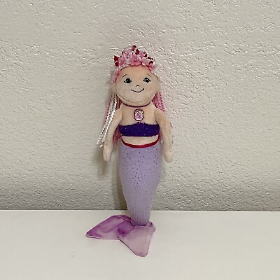 #ad Douglas Cuddle Toys Mermaid Plush Doll Yarn Hair Purple Sparkle 10quot; $9.99