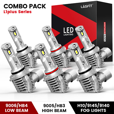 #ad #ad Combo 90059006H10 LED Headlight and Fog Light Bulbs Kit Highamp;Low Beam White $27.99