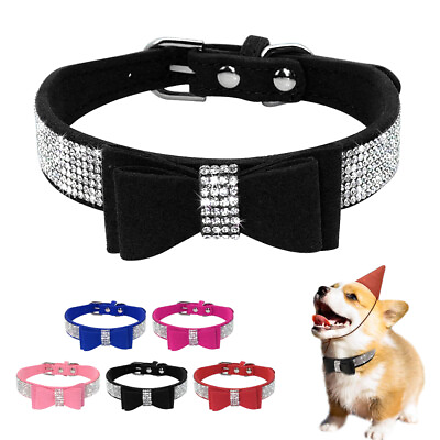 Bling Rhinestone Dog Collar Sparkle Diamante Pet Cat Puppy Necklace XXS XS S M AU $4.74