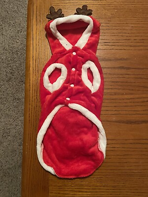 #ad Christmas Pet Costume Reindeer Hoodie With Santa Design Medium $8.00
