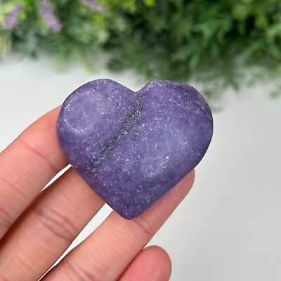 #ad Lepidolite Heart Crystal Shape Carving Purple Mica Mineral Stone 46g 4.7cm GBP 7.99