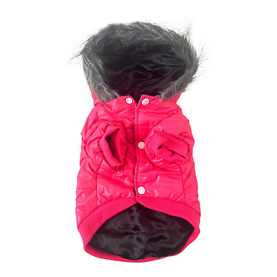 #ad LESYPET Puppy Coat Dog Jacket Outdoor Pets Size Medium Pink Parka Puffer Hood $9.07