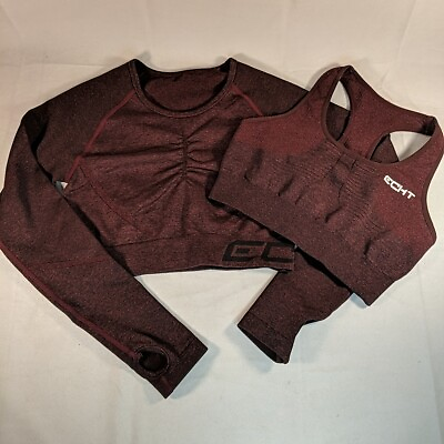 #ad Echt 2 Set Bra Arise Scrunch Long Sleeve Crop Athletic Shirt Women#x27;s Small S C $43.25