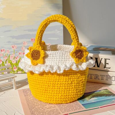 #ad Women Bohemian Tote Bag Handmade Crochet Bag Women#x27;s Bag Knitted Sunflower Bag $39.92
