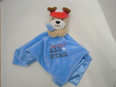 #ad Okie Dokie Blue Puppy Baby Security Blanket Mommy’s All Star Baseball Dog Rattle $21.55