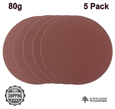 #ad 8quot; inch Sanding Disc 80 grit 5 Pack Peel amp; Stick AL Oxide for Disc Sanders $10.99