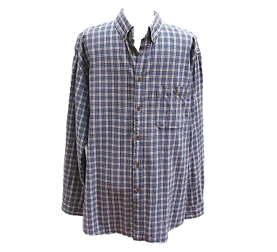 #ad Cherokee Casual Button down Shirt Blue Cotton Plaid Mens Size Large $11.99