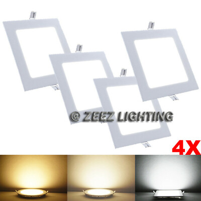 #ad 4X Warm White 6W 4quot; Square LED Recessed Ceiling Panel Light Bulb Lamp Fixture $24.60