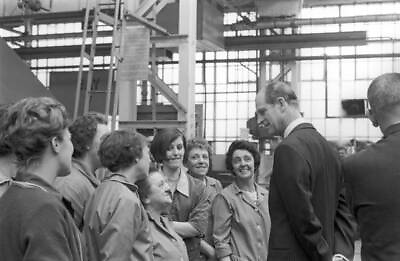 #ad Prince Philip Duke Edinburgh meets ladies factory floor Royal 1968 Old Photo AU $9.00