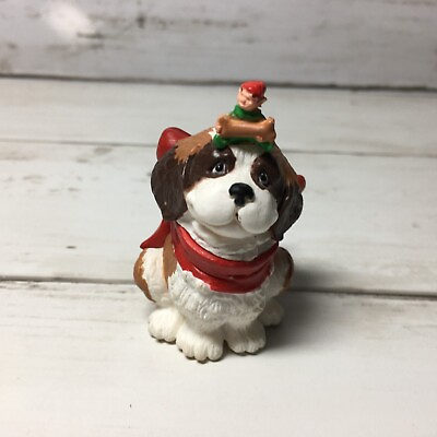 #ad Hallmark Christmas Ornament Puppy#x27;s Best Friend St Bernard Dog Elf Cookie 1986 $12.00