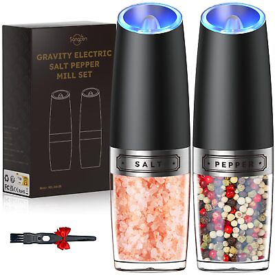 #ad Gravity Electric Pepper Salt Grinder Set with LED Light Stainless Steel 2 Pack $23.30