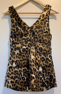 #ad Express Womens Leopard Print Layered Sleeveless Top SZ SM $14.99