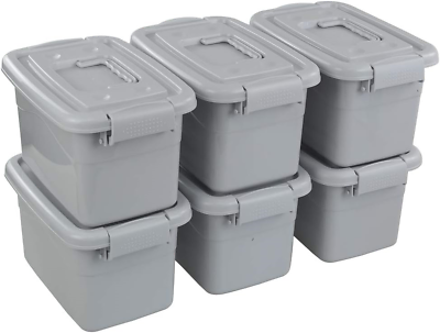 #ad 6 Pack 5 L Plastic Storage Bin with Lid and Handle Grey $41.81