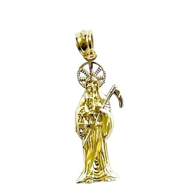 #ad 10K Yellow and White Gold Grim Reaper Holy Death Angel of Pendant Santa Muerte $59.88
