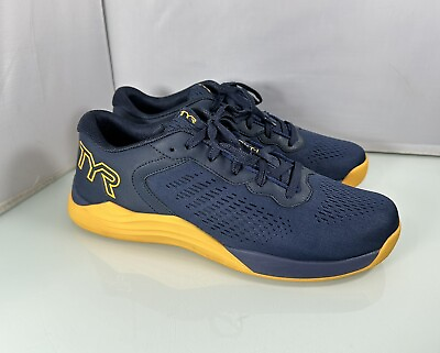#ad TYR CXT 1 Men’s Size 12 Navy Blue Yellow Lace Up Trainers Gym Shoes 2024 $89.87
