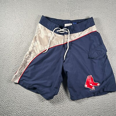 #ad MLB Red Sox Shorts Mens Small Bermuda Casual Cargo Pockets Swim Trunks $13.45