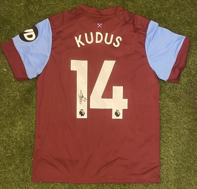 #ad MOHAMMED KUDUS Signed WEST HAM UNITED FC Shirt Premier League 2023 24 GBP 137.99