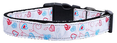 #ad Patriotic Crazy Hearts Nylon Ribbon Dog Collars $31.05
