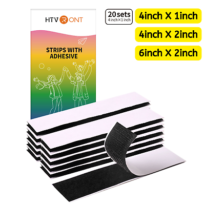 #ad HTVRONT 20X HOOK amp; LOOP SELF ADHESIVE STICKY STRIPS TAPE 4 6*2in Strong Backing $7.69