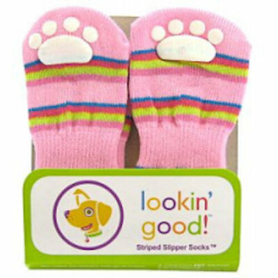Spot Fashion Sm Dog Non Slip Socks Ballet Pink Rainbow Slipper Set Of 4 Booties $9.95
