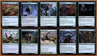 #ad Set of 10 Different Green Deathtouch Creatures *NM* English Magic MTG Commander $4.99