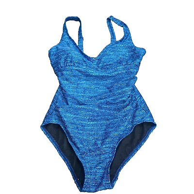 #ad TYR Swimsuit Womens 8 Blue One Piece Durafast Elite UPF 50 V Neck NWOT $79.99 $25.00