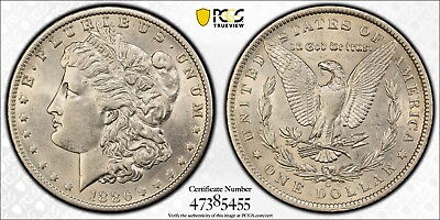 #ad 1886 O MORGAN DOLLAR PCGS AU55 NICE LUSTER amp; DETAILS UNCIRCULATED D169 $449.99