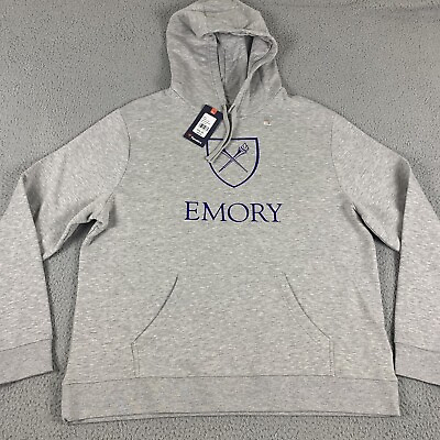 #ad Emory Eagles Hoodie Men Extra Large Gray Long Sleeve Drawstring Cotton Fanatics $29.99