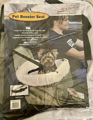 #ad Washable Car Pet Booster Seat for Small Dogs amp; Cats Faux Sheepskin Lining New $15.00