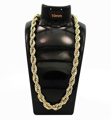 #ad 10mm Italian Rope Chain Necklace Bracelet 14k Gold Plated $26.99