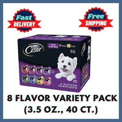 #ad Cesar Canine Cuisine Wet Dog Food 8 Flavor Variety Pack 3.5oz 40 Count Free Ship $66.89