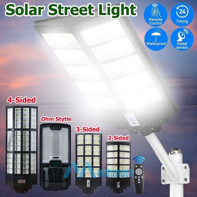 #ad 1600W 2000W Solar LED Street Lights Motion Sensor Commercial Parking Lot Light $119.67