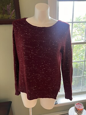 #ad Market amp; Spruce Maroon Crew Neck Woven Pullover Sweater Size XL $7.99