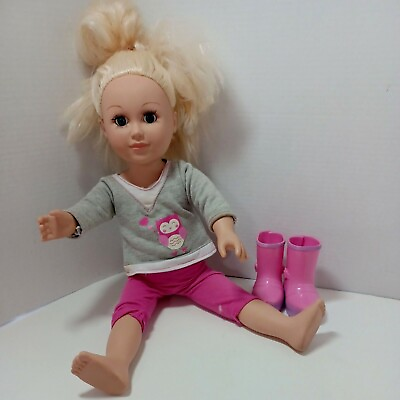 #ad 2013 CITITOY Doll 18quot; Blond Hair Blue Eyes Pink Owl Outfit With Boots GS 126 $11.96