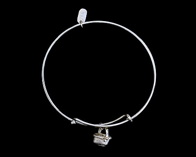 #ad Silver Nantucket Basket Charm Adjustable Wire Bracelet Pewter Steel Rhodium $17.00