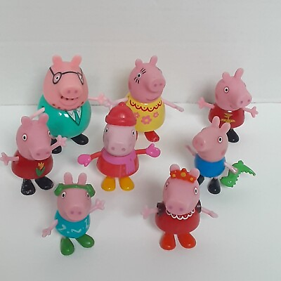#ad Peppa Pig Figure Lot of 8 Family $12.95