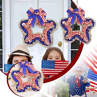 #ad Independence Day Decoration Five Pointed Star Door Hanging Home Party Garland $18.86