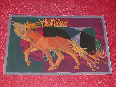 #ad Art 20th Gouache Original Project Tapestry Dlg JEAN LURCAT 1952 Horse Of Fire $1565.99