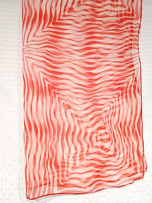 #ad Pretty Fashion Scarf Square Red White Stripey Sheer $12.95