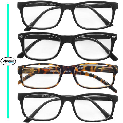 #ad Reading Glasses for Men and Women 4 Pairs Eyeglasses Unisex Frame Stylish Reader $10.95