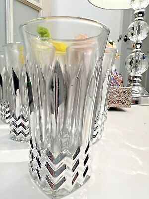 #ad 6 Glass Cups Silver Design High Quality Gift Box Luxury Deluxe Juice Water Soda $34.99
