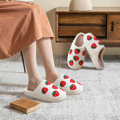 #ad Women Cute Slippers Vintage Strawberry Fruit Foam Memory Household Slippers $15.83