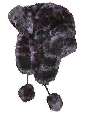 #ad Womens Fuzzy Plush Purple Leopard Print Trapper Hat $24.99
