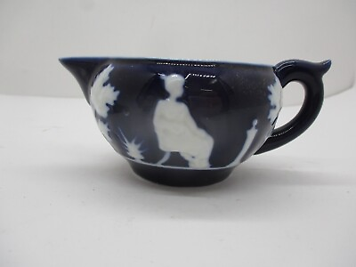 #ad Vintage Blue and White Greek Scene Pottery Creamer $16.99