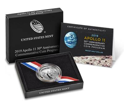 #ad 2019 S Apollo 11 50th Anniversary Proof Half Dollar OGP COA $29.75