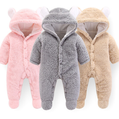 #ad Newborn Baby Boy Girl Kids Bear Hooded Romper Jumpsuit Bodysuit Clothes Outfits $19.99