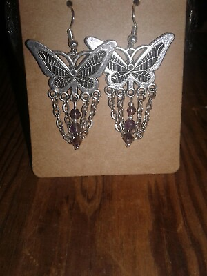 #ad Silver Butterfly Earrings $10.25