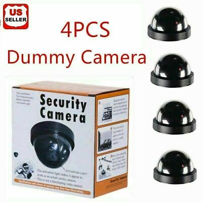 #ad 4 Fake Dummy Dome Surveillance Security Camera with LED Sensor Light $14.98