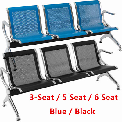 #ad Waiting Room Chair Reception Chair 3 6Seat Office Airport Bank Guest Bench Black $294.49